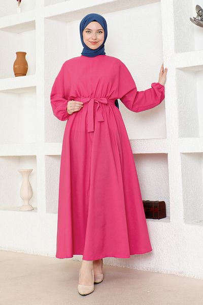 ModaMerve Fuchsia Belted Dress - End5415