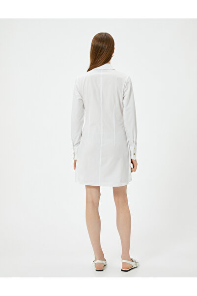 Koton Gömlek Elbise Anvelop Düğmeli V Yaka Pamuklu