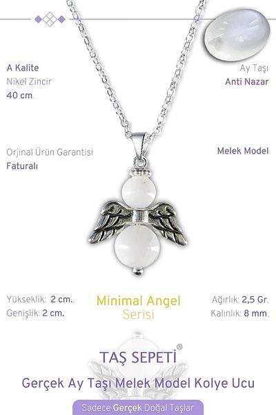 TAŞ SEPETİ حجر القمر الحقيقي الحجر الطبيعي الحد الأدنى من الملاك نموذج قلادة سلسلة الجودة