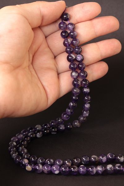CessNova 8mm Amethyst Natural Stone String - Certified (1 Piece)