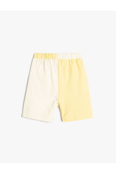 Koton Shorts Elastic Waist Color Contrast Pocket Cotton Print Detailed