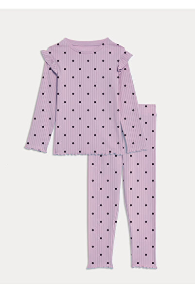 DFN Kids 2,3,4,5,6,7 Yaş Kız Çocuk 2'li Taytlı Fitilli Kaşkorse Takım