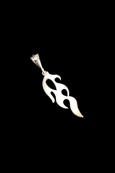 Alev Figürlü 925 Ayar Gümüş Kolye 2x2 cm, Zincir 45-70 cm, Unisex Kadın Erkek, Fire Flame Necklace