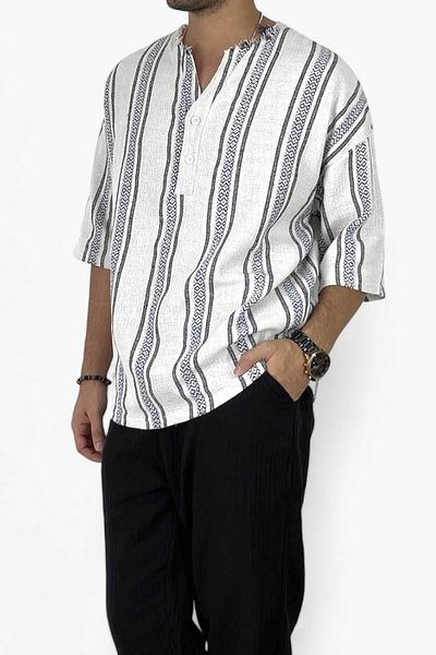 Alışveriş Sokağı Λινό Oversize Μισό Πουκάμισο - Summer DesiGn