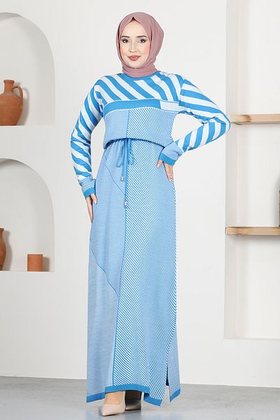 ModaMerve Rochie albastră de tricotaj - MSL1116