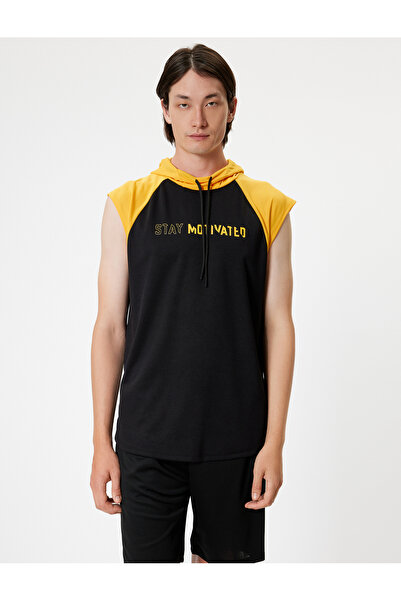 Koton Oversize Hooded Slogan Sports Undershirt - Sleeveless