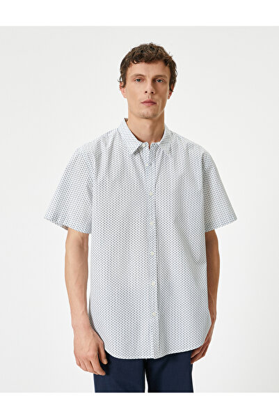 Koton Βαμβακερό κοντομάνικο πουκάμισο - Μίνιμαλ στάμπα, Κλασικός γιακάς