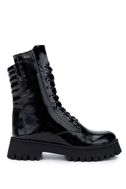 Tamer Tanca Kadın Hakiki Deri Siyah Rugan Casual Bot