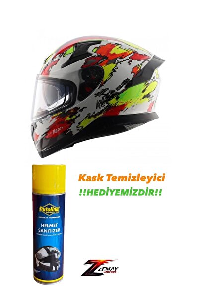 AXOR Apex Racer Whıte Neon Yellow Kask