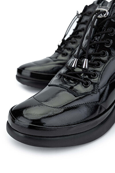 Tamer Tanca Kadın Hakiki Deri Siyah Rugan Casual Bot