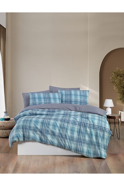 MyStory Home Set cuvertură de pilota în carouri unică - cu cearșaf elastic