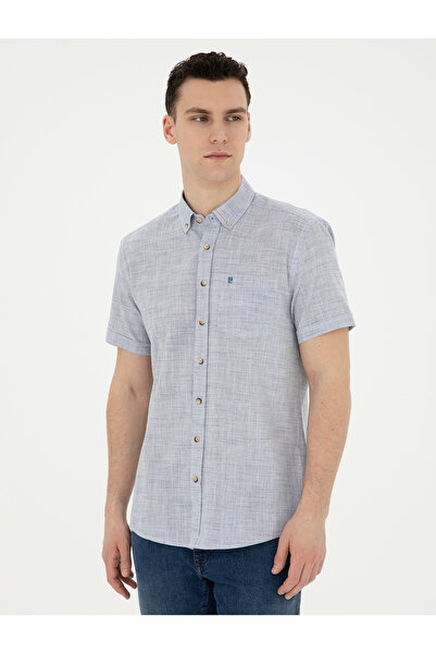 Pierre Cardin Lacivert Regular Fit Kısa Kollu Gömlek 50289394-VR033