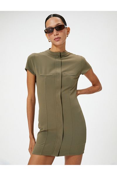 Koton Μίνι φόρεμα Richter Collar - Κοντό μανίκι και τσέπη Fleto