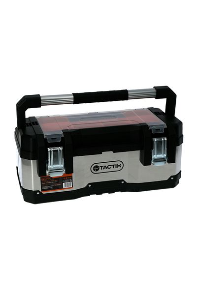 Tactix Stainless Steel and Plastic Tool Box with Latch Lock