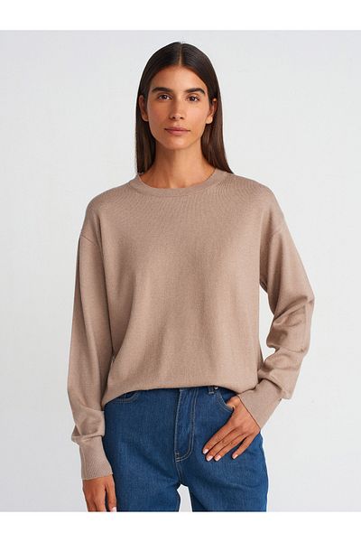Dilvin 10633 Pulover de bază pentru tricotaje cu gât crew - nurcă închisă