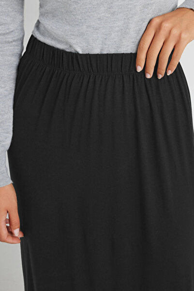 Stil Diva Large Size Straight Cut Pocketless Elastic Waist Flexible Cut Maxi Skirt 351002