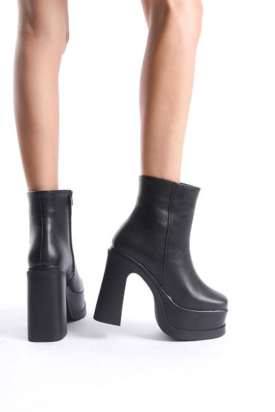 Shoesers Cizme cu fermoar cu toc cu platformă înaltă cu design special pentru femei