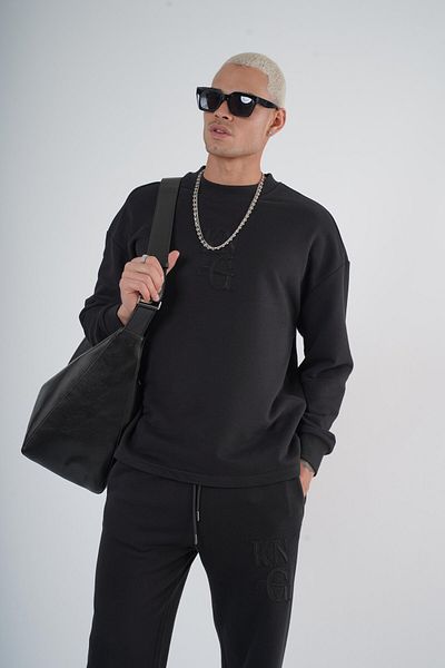 king brich Crew Neck Oversize Mold Double Set with Applique on the Front