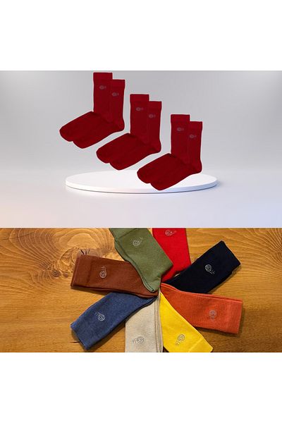 babbelt Red 3 Pairs Flexible and Comfortable Socks