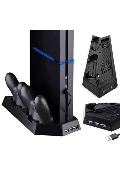 CRK TECH PS4 PRO SLİM Sogutma için Dikey Stand İstasyonu 2`li Gamepad Şarj İstasyonu