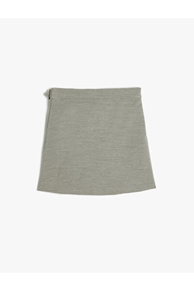 Koton Buckle Detailed Pleated School Skirt with Elastic Waist