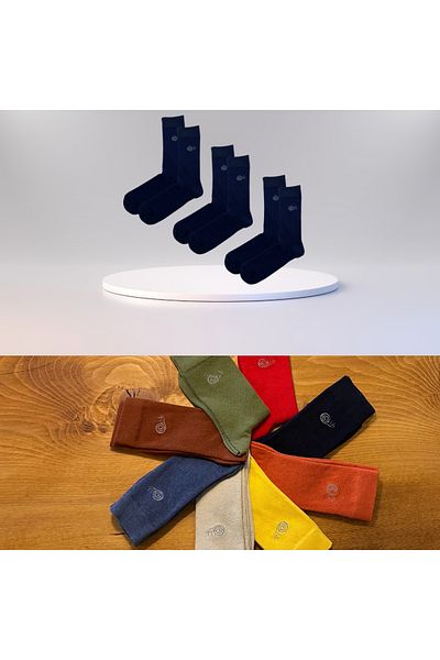babbelt Navy Blue 3 Pairs Flexible and Comfortable Socks