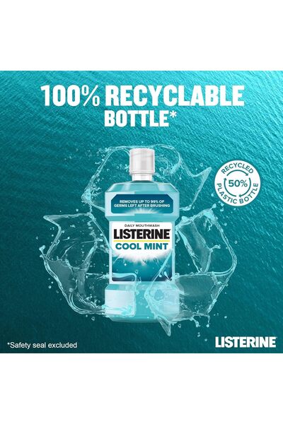 Listerine غسول فم يومي مضاد للبكتيريا بنكهة النعناع المنعش لتقليل البلاك الفم...