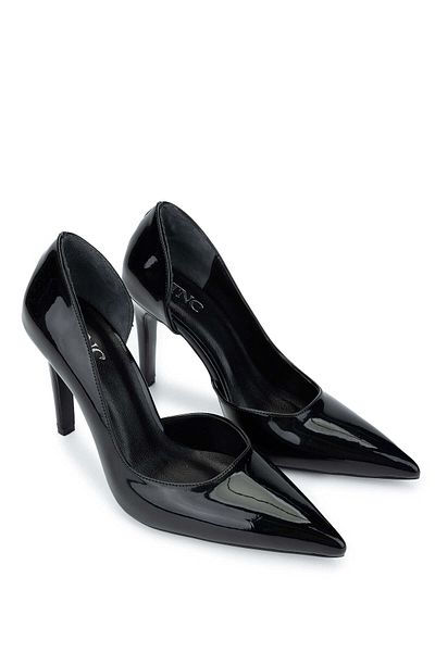Tamer Tanca Women's Vegan Black Patent Leather Heeled Shoes