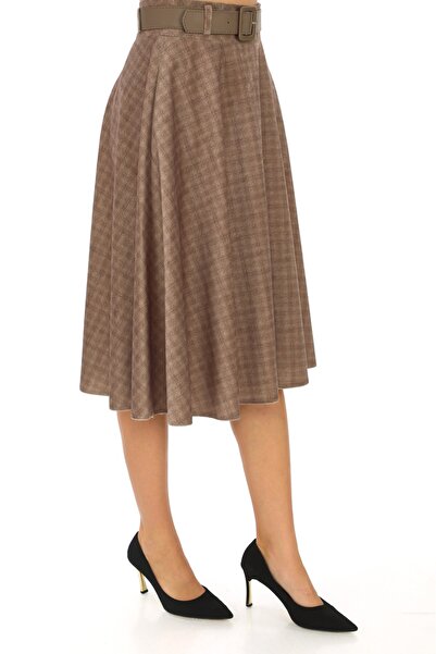 SORALLİNE Γυναικεία φούστα προσωπικότητας 780 Fantasy Beige με μήκος 70 εκατοστών