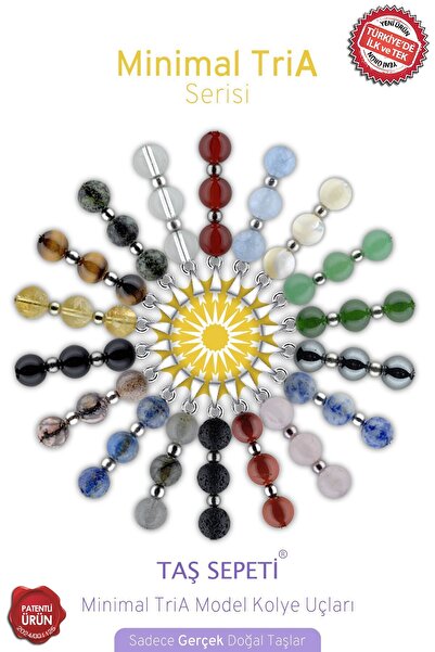 TAŞ SEPETİ Gerçek Yeşim Doğal Taşı Minimal TriA Model Pamuklu İpli Erkek Kolye