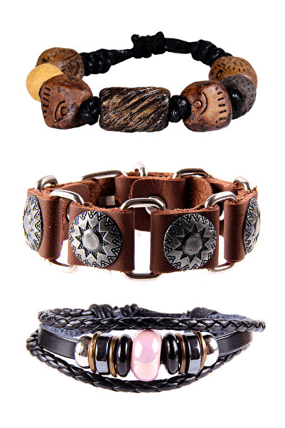 Dejavu حزمة سوار للجنسين بحجم قابل للتعديل مع تفاصيل حبل وجلد