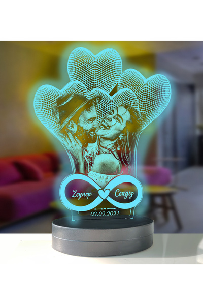 hediye-ci Dekoratif 4'lü kalp Hediye Led Gece Lambası Hediyelik
