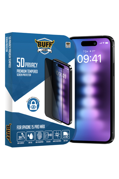 Buff iPhone 15 Pro Max 5D Privacy Ekran Koruyucu - Şeffaf