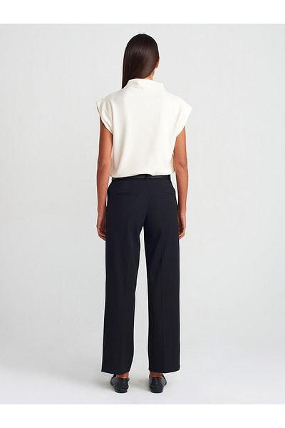 Dilvin 71566 Pantaloni din stofă cu talie dreaptă-negri