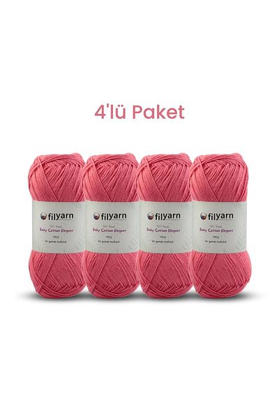 Filyarn 100gr Oeko-tex Πιστοποιημένο Βάμμα Βαμβακιού - Baby Cotton Χειροποίητο Πλέξιμο, Σετ 4 τεμαχίων Για Μωρό Υπό Τακτοποίηση και Γεννητικά Προϊόντα