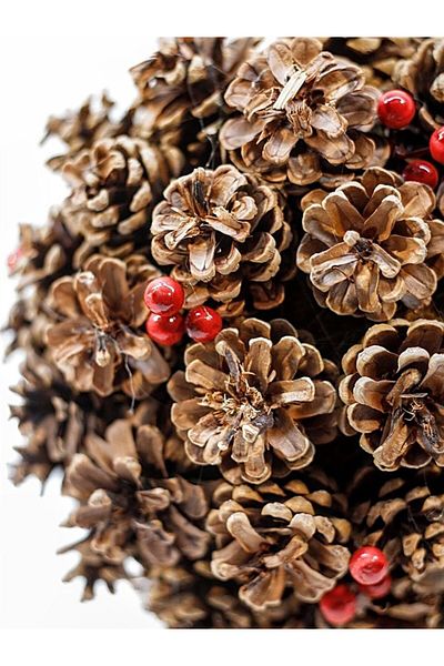 Parti Adresi Christmas Tree Ornament Natural Cone Ball with Berry 25 cm