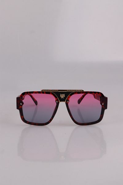 Eyesofia Aluer Colored Glass Leopard Frame Unisex Sunglasses