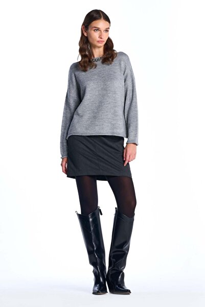 SHERIN Gri Simli Triko Kazak