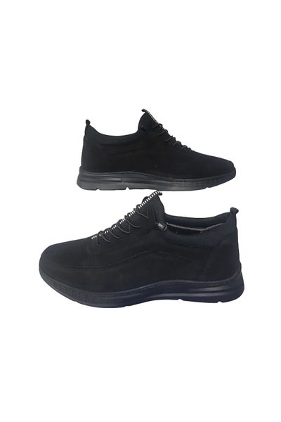 Golden Men's Black Elastic Genuine Leather Orthopedic Non-Slip Sole Casual Shoes Gldnn039-00