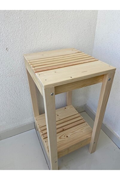 ÇağlaDesign Çağlaa-design Doğal 2 Katlı 77*35*30 Ahşap Dekoratif Çiçeklik-salon-oturma Odası-sehpa