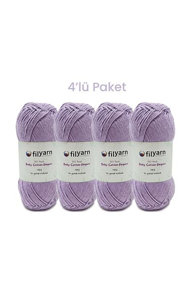 Filyarn 100gr Oeko-tex Πιστοποιημένο Βάμμα Βαμβακιού - Baby Cotton Χειροποίητο Πλέξιμο, Σετ 4 τεμαχίων Για Μωρό Υπό Τακτοποίηση και Γεννητικά Προϊόντα