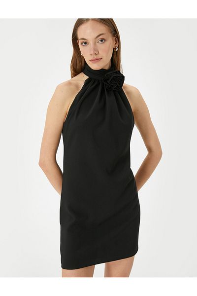 Koton Neckholder-Minikleid mit Rosenapplikation