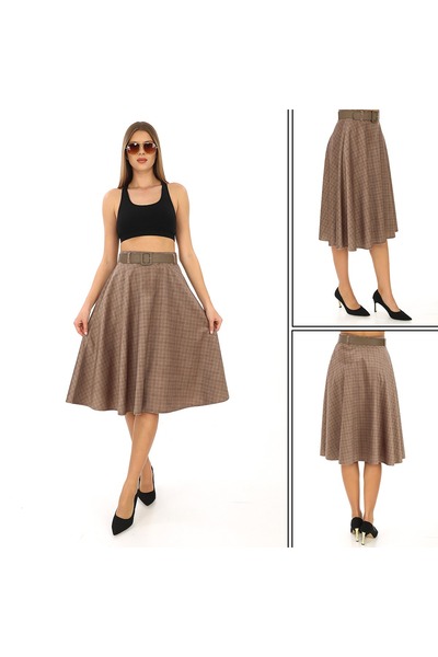 SORALLİNE Γυναικεία φούστα προσωπικότητας 780 Fantasy Beige με μήκος 70 εκατοστών