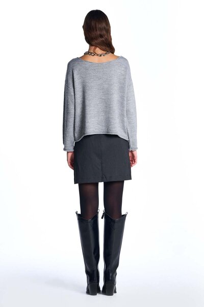 SHERIN Gri Simli Triko Kazak