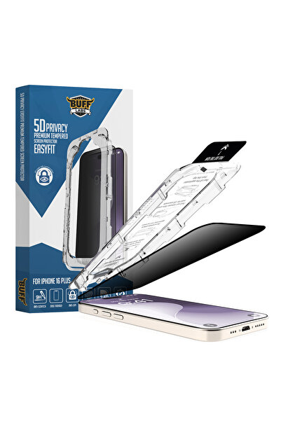 Buff iPhone 16 Plus 5D Privacy EasyFit Hayalet Ekran Koruyucu - Şeffaf