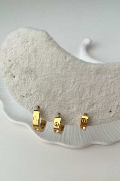 Modex Gold Color Triple Hoop Steel Earrings