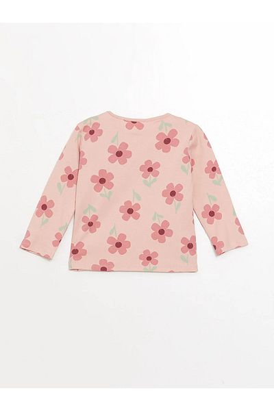 LC Waikiki Lcw Baby Pink Printed Crew Neck Printed Baby Girl Pajama Set
