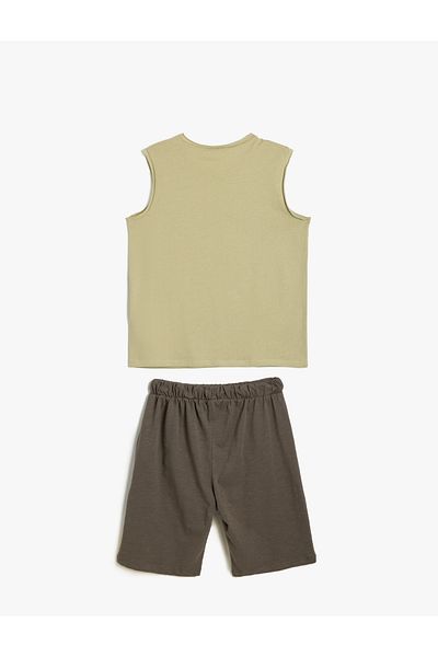 Koton Slogan Themed Shorts and Athlete Set - Print Detailed