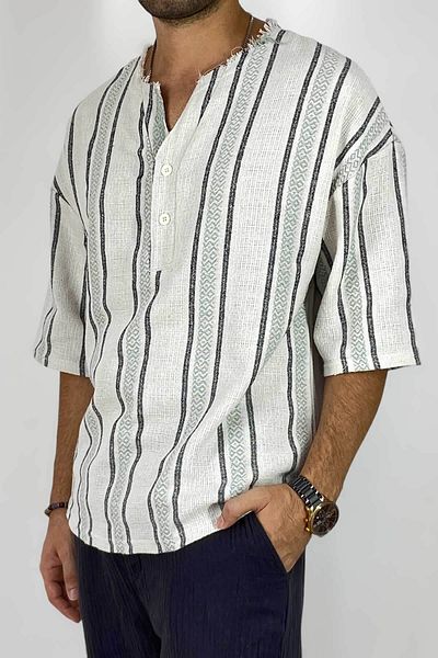 Alışveriş Sokağı Λινό Oversize Μισό Πουκάμισο - Summer DesiGn