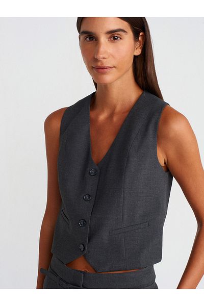 Dilvin 60562 Short Custom Made Vest-Dark Gray